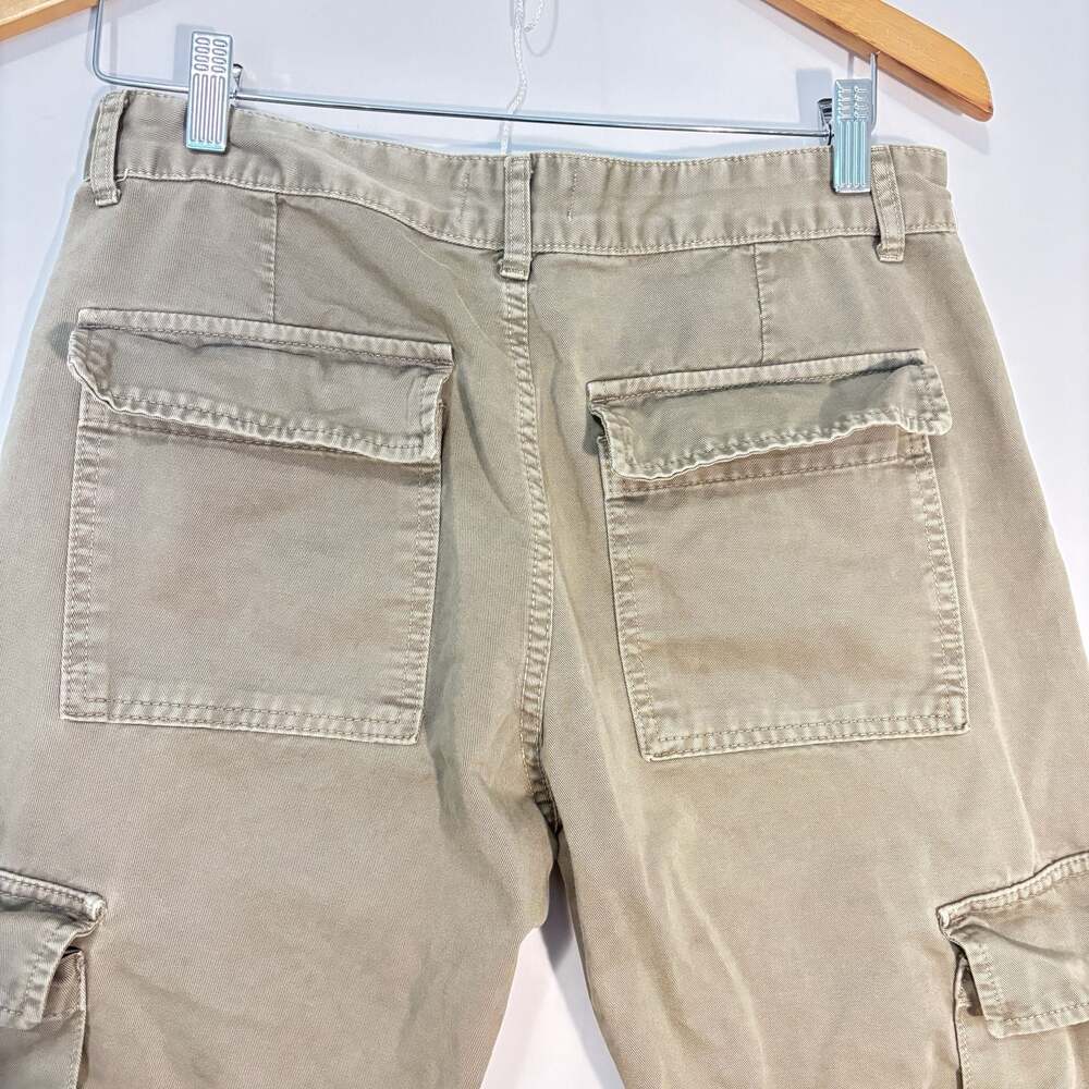 Zara TRF Wide Leg Khaki Cargo Pants Women Size 8 Y2K Utility Streetwear Baggy - Picture 5 of 7